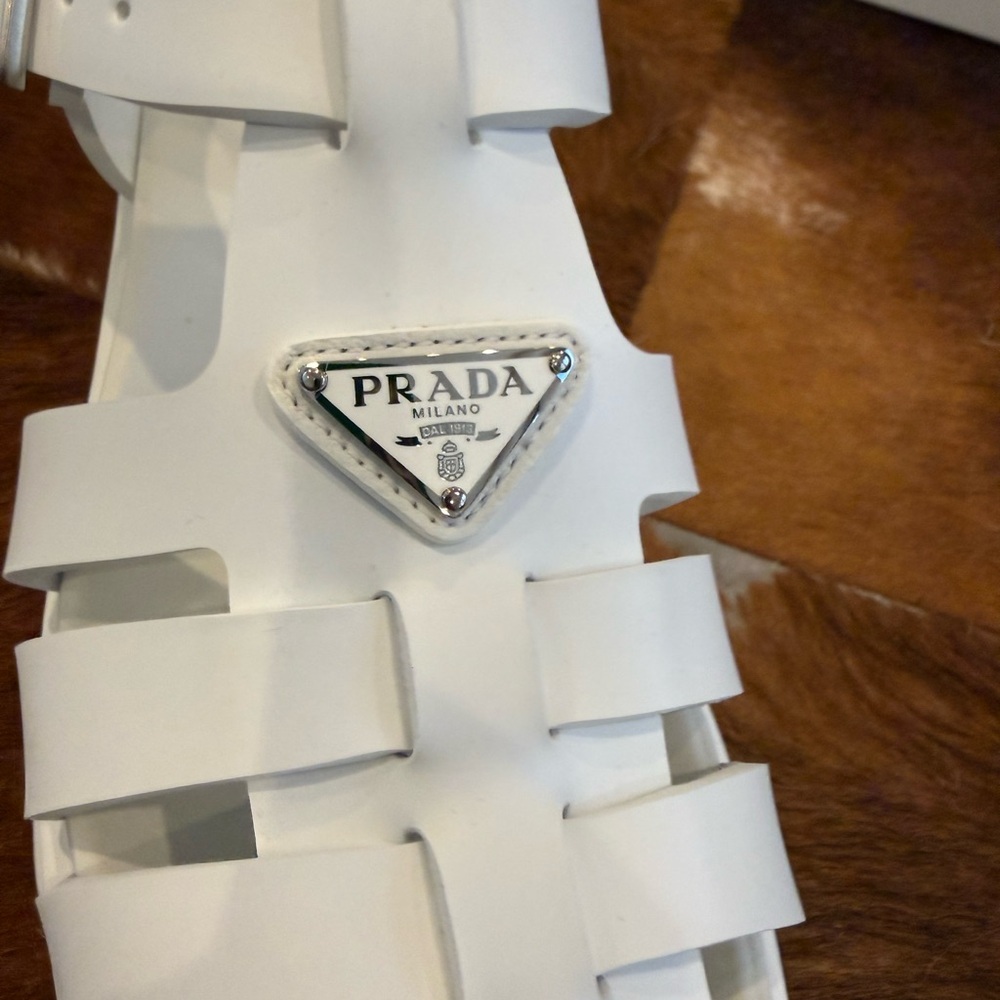 New in Box Prada Monolith Rubber Sandals - White - Picture 5 of 9
